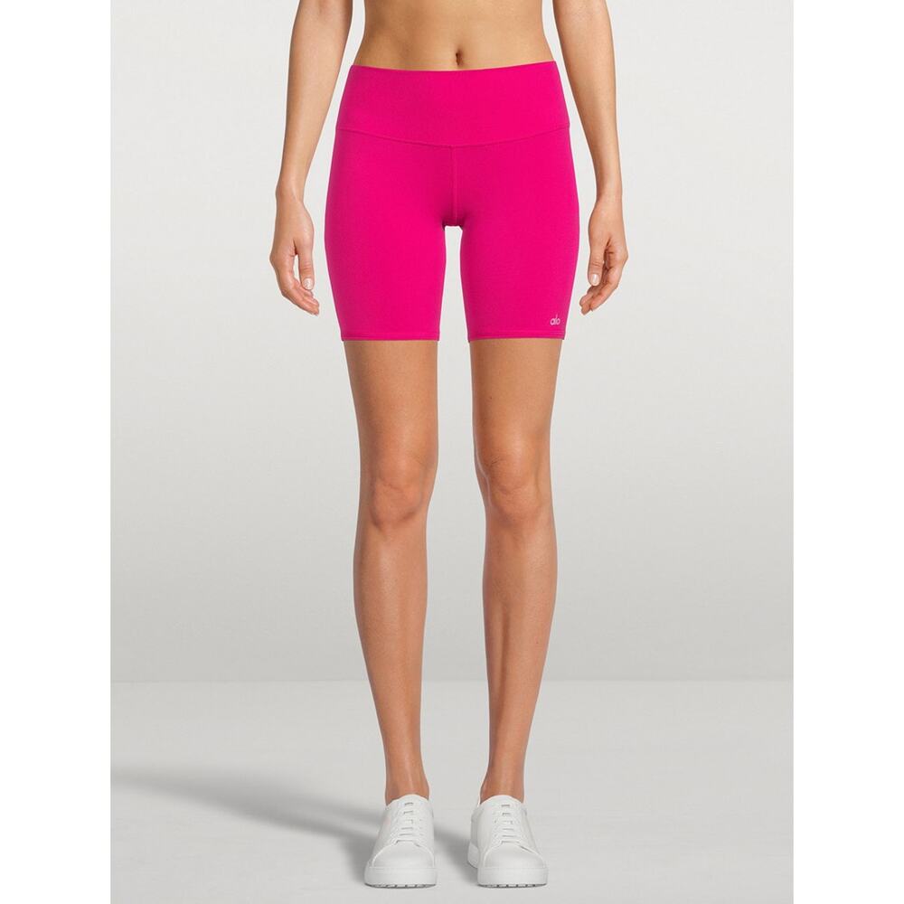 NEW Alo Yoga Airbrush High Waist Biker Shorts Neon Pink Sculpting Activewear XS - Picture 2 of 11